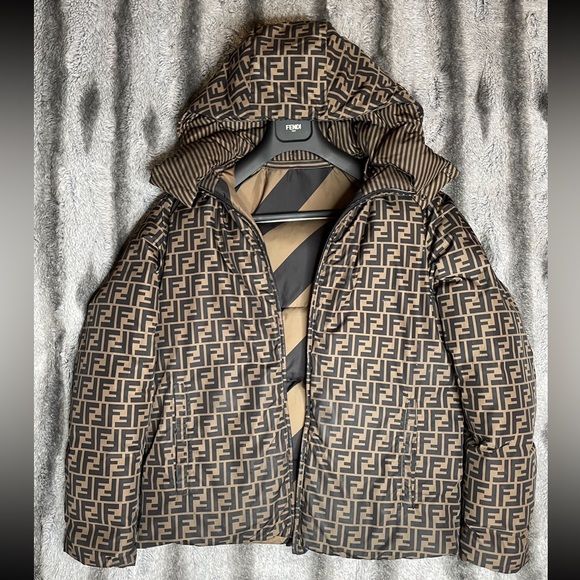 Brown Nylon Down Jacket - Picture 1 of 3